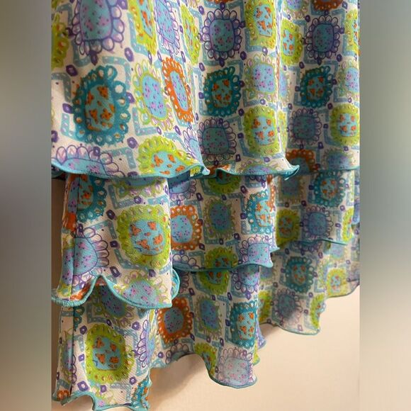 Y2K Bright color Adjustable Spaghetti Straps Ruffled Layered Lightweight Top Sz6 - Picture 6 of 8